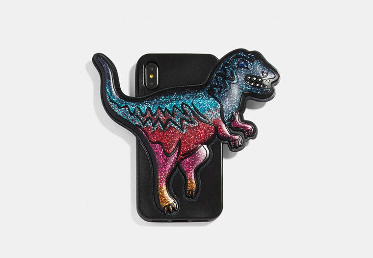 COACH®,IPHONE X/XS CASE WITH REXY,silicon,Black/Multi,Front View