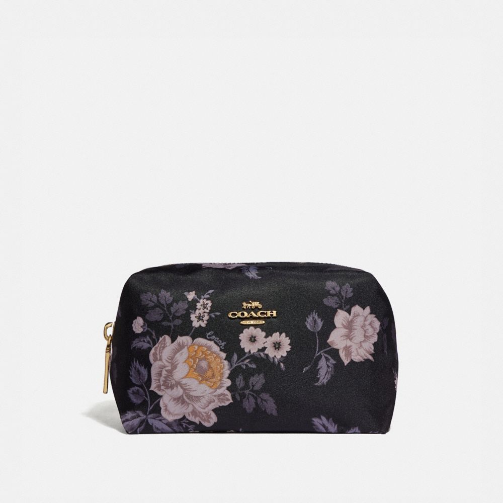 Small Boxy Cosmetic Case With Garden Rose Print