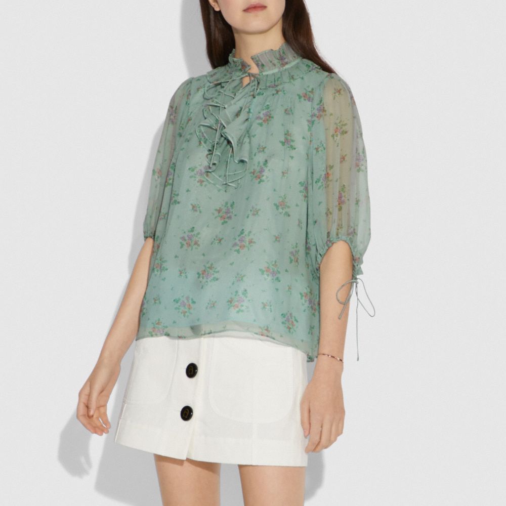 Haut à imprimé bouquet de prairie