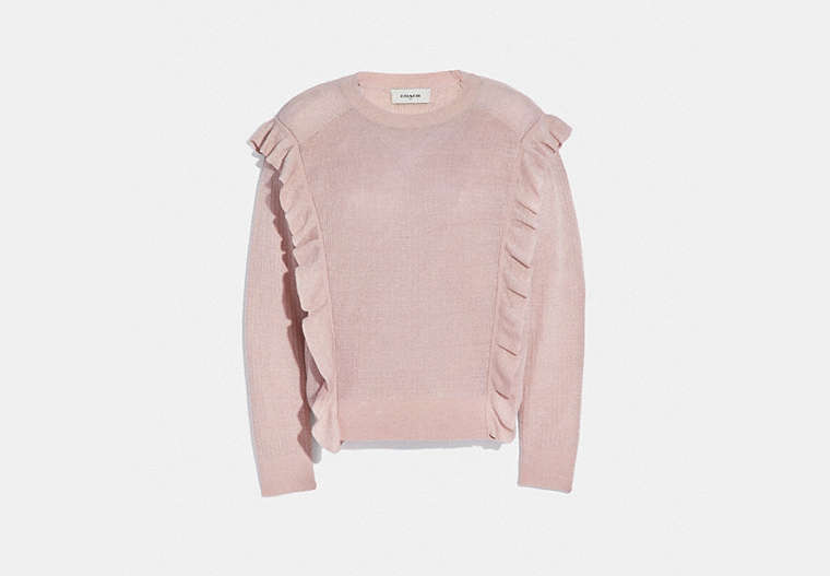COACH®,RUFFLE SWEATER,Mixed Material,PINK,Front View