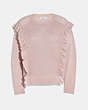 COACH®,RUFFLE SWEATER,Mixed Material,PINK,Front View