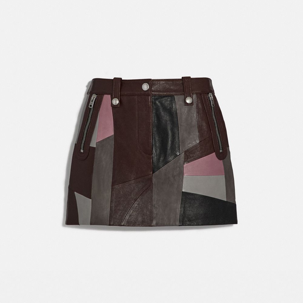 Leather Patchwork Mini Skirt