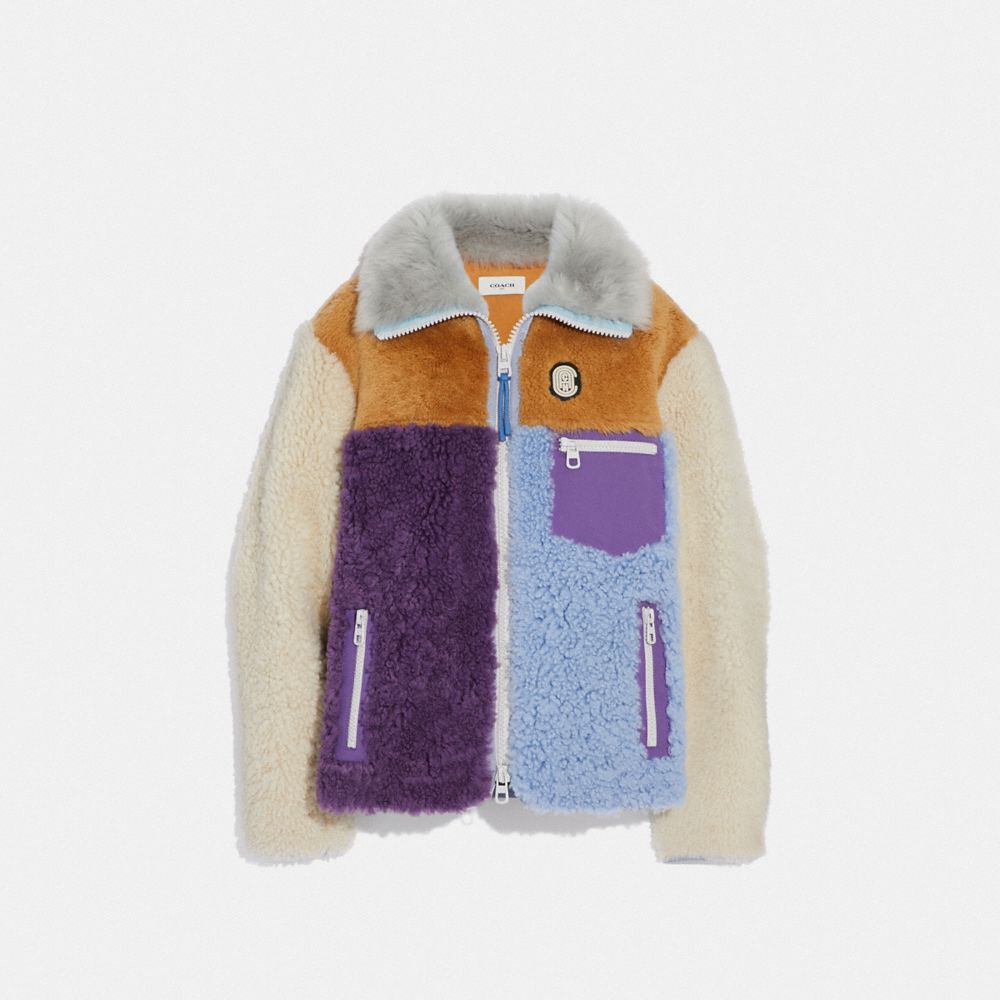 COACH®,SHEARLING JACKET,Shearling,Multi,Front View