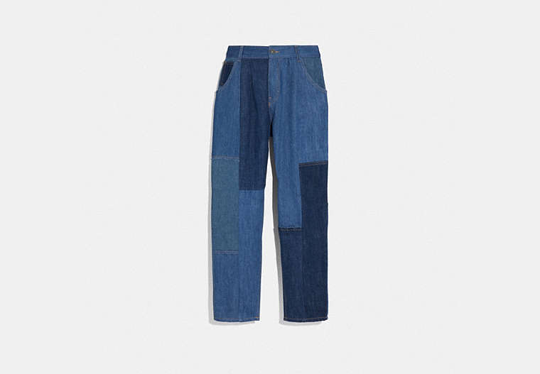Denim Patchwork Pleated Trousers