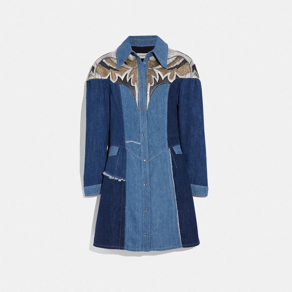 Denim Leather Patchwork Dress