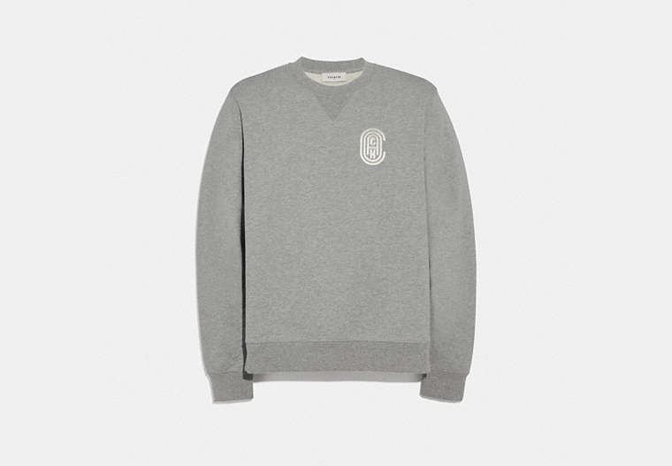 COACH®,COACH PATCH PRINT SWEATSHIRT,cotton,HEATHER GREY,Front View image number 0