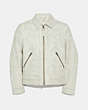 COACH®,WESTERN LEATHER JACKET,Leather,Dirty White,Front View