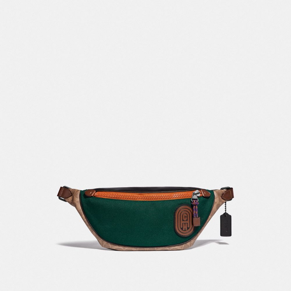 Black Copper Khaki Rivington Belt Bag In Signature Canvas With Coach Patch