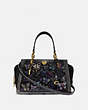 COACH®,DREAMER WITH BUTTERFLY APPLIQUE AND SNAKESKIN DETAIL,Leather,Medium,Brass/Black Multi,Front View
