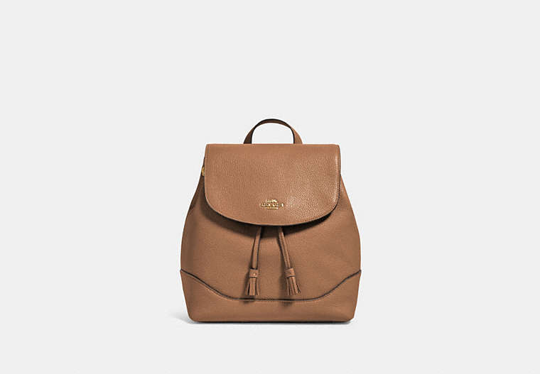 COACH®,ELLE BACKPACK,Leather,Large,Gold/Taupe,Front View
