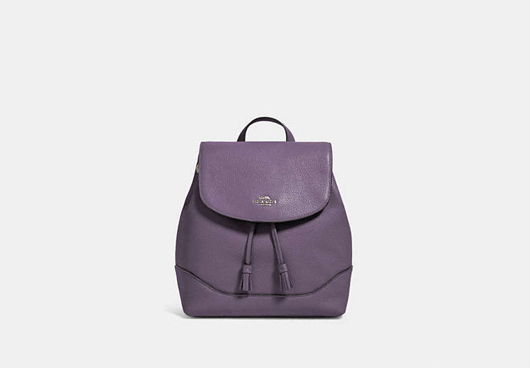 COACH®,ELLE BACKPACK,Leather,Large,Silver/Dusty Lavender,Front View