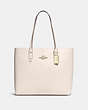 COACH®,TOWN TOTE,Pebbled Leather,Large,Gold/Chalk,Front View