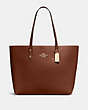 COACH®,TOWN TOTE,Pebbled Leather,Large,Gold/Saddle Terracotta,Front View
