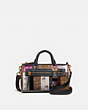COACH®,SHUFFLE IN SIGNATURE JACQUARD,Leather,Large,Brass/Tan Black,Front View