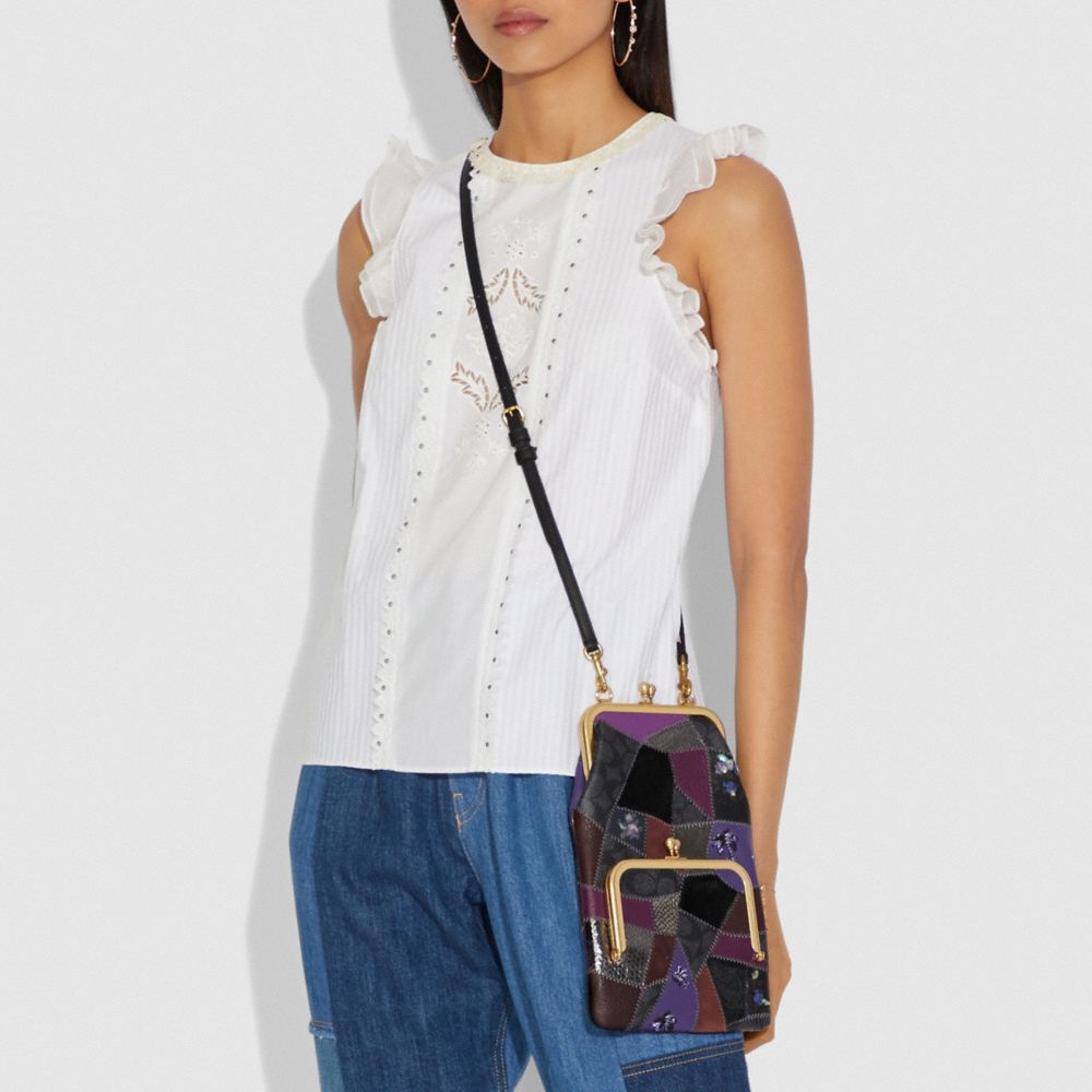 COACH®,Double Frame Crossbody With Signature Patchwork,,Detail View