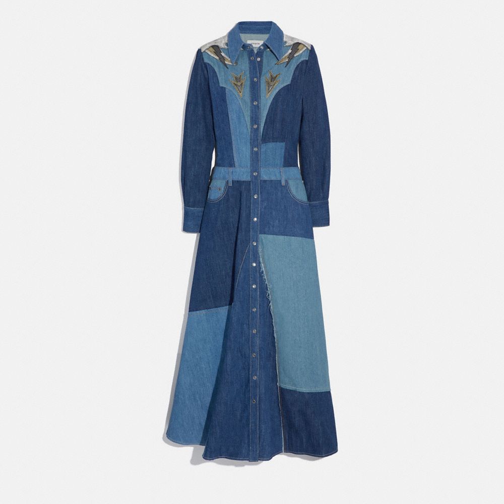 Denim Patchwork Long Dress