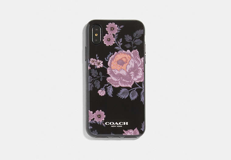 COACH®,IPHONE X/XS CASE WITH FLORAL PRINT,Plastic,Black/Multi,Front View