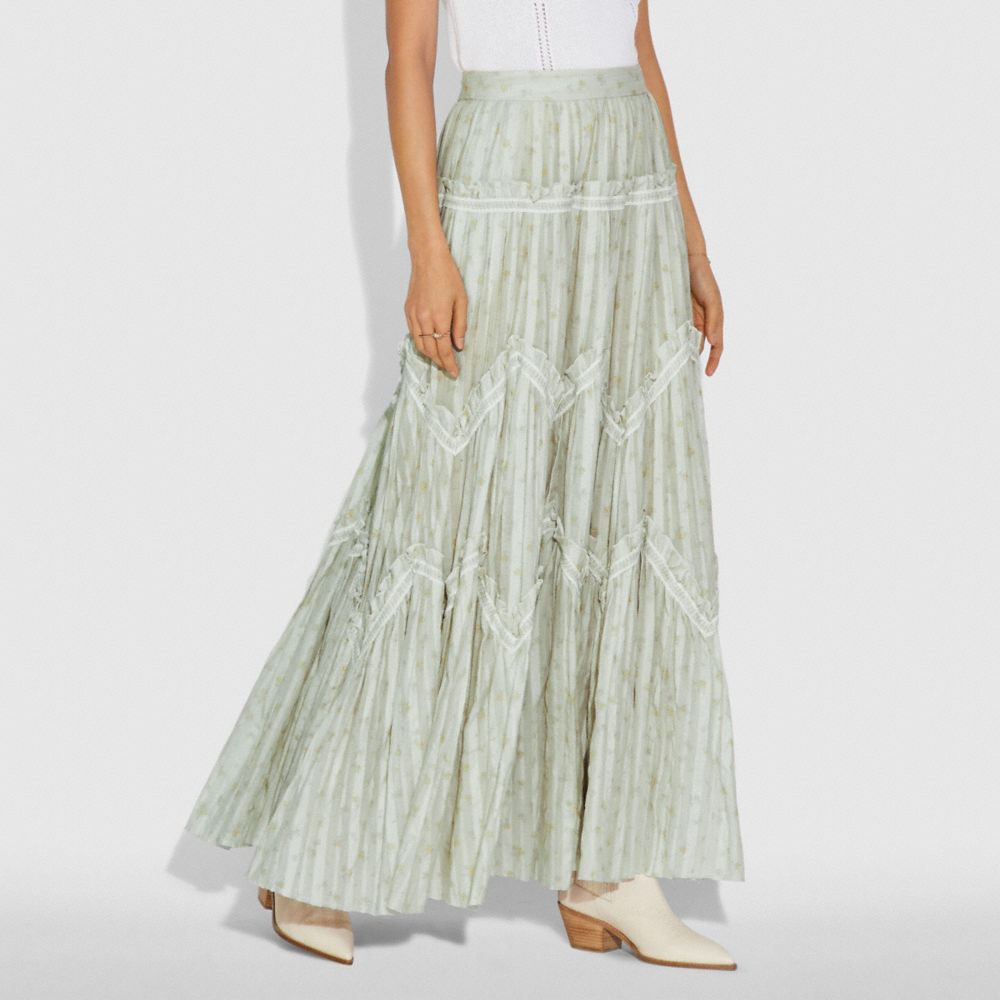 Jeannette printed tiered outlet maxi skirt