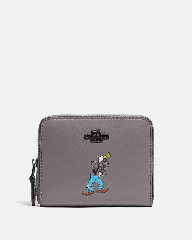 COACH® | Disney X Coach Small Zip Around Wallet With Goofy Motif