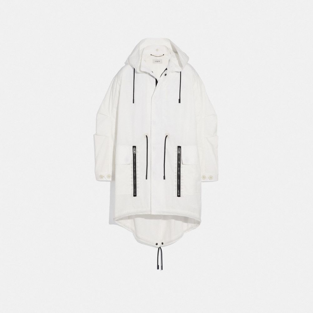 COACH®,MILITARY COAT WITH HOOD,n/a,White,Front View