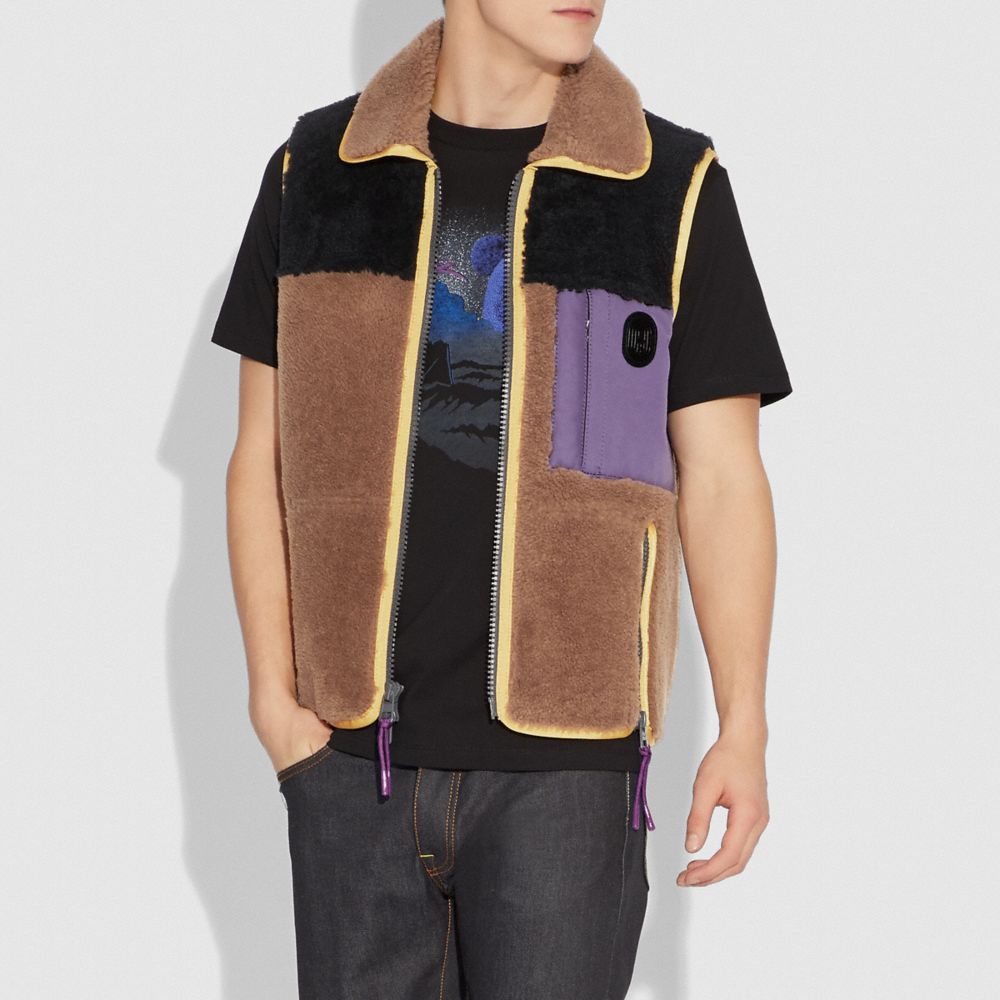 Colorblock Shearling Vest