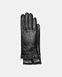 COACH®,HORSE AND CARRIAGE LEATHER TECH GLOVES,Leather,Black,Front View