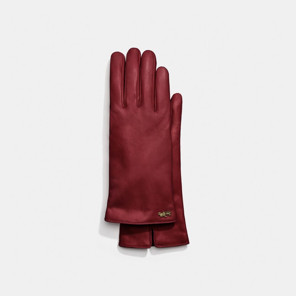 COACH®,Horse And Carriage Leather Tech Gloves,Leather,Wool,Classic Gloves,Tech Touch,Casual,,Front View