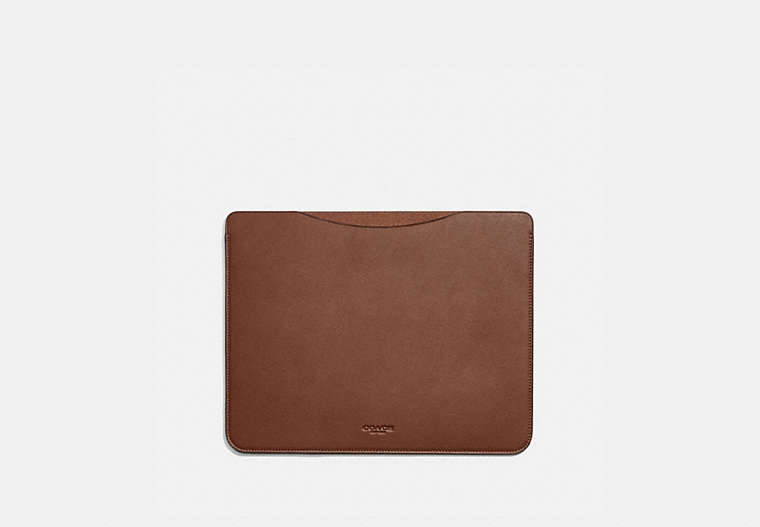COACH®,TABLET SLEEVE,Smooth Leather,Dark Saddle,Front View