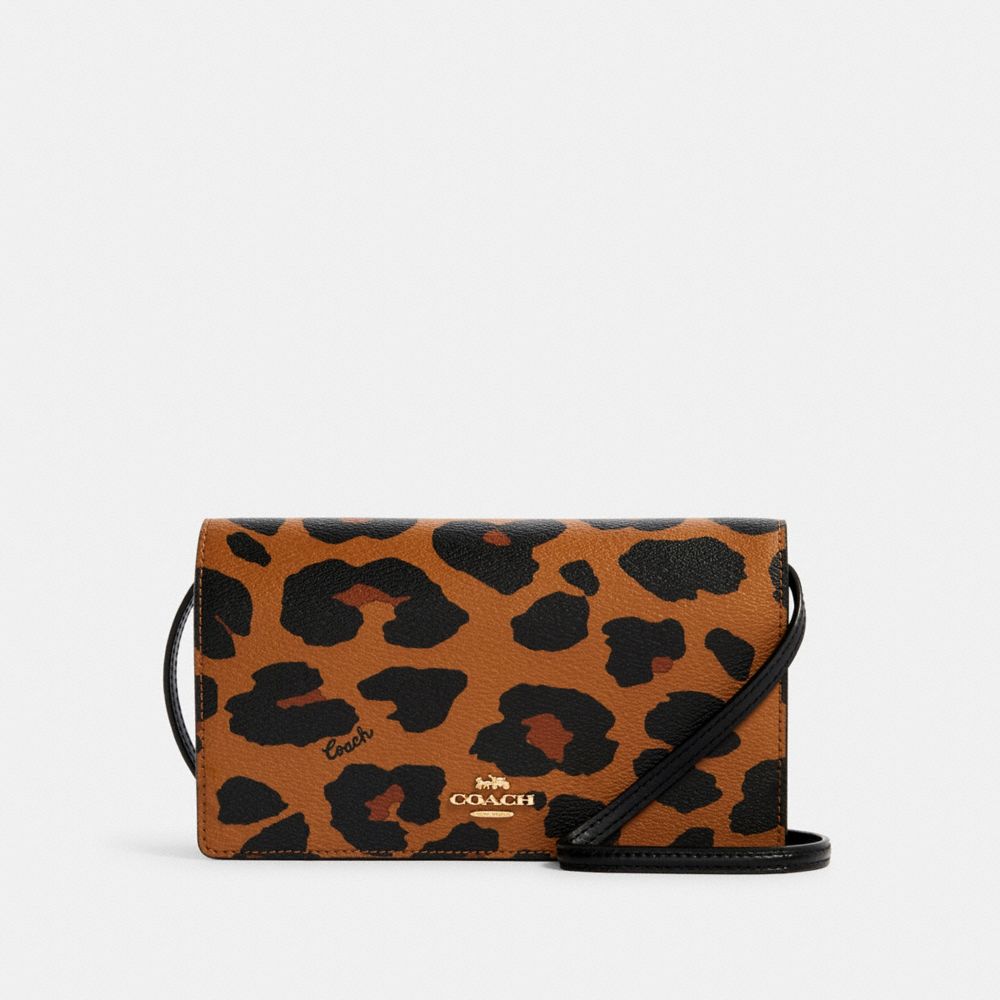 COACH® Outlet | Anna Foldover Crossbody Clutch With Leopard Print