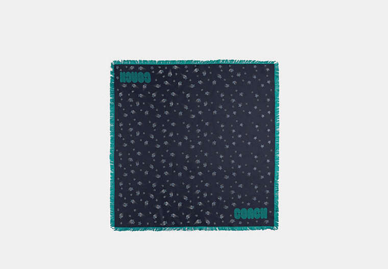 COACH®,MAGIC STAR SILK SQUARE SCARF,Silk,NAVY,Front View