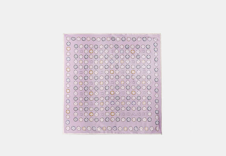 COACH®,TEA ROSE SILK SQUARE SCARF,Silk,Ice Purple,Front View image number 0
