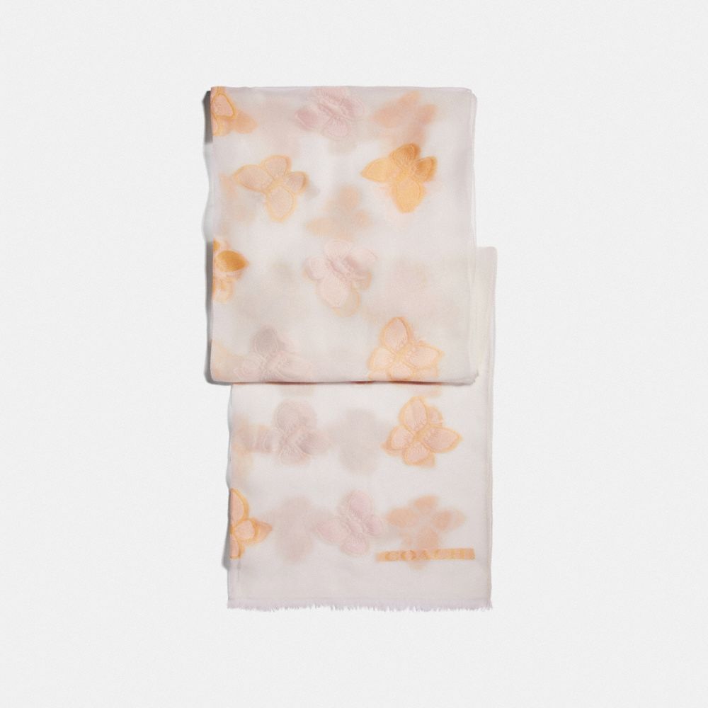 COACH®,BUTTERFLY PRINT SILK OBLONG SCARF,Silk,Chalk,Front View