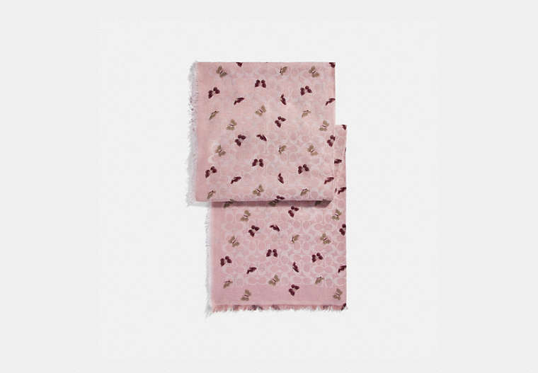COACH®,SIGNATURE BUTTERFLY PRINT OBLONG SCARF,Modal Blend,Blossom,Front View