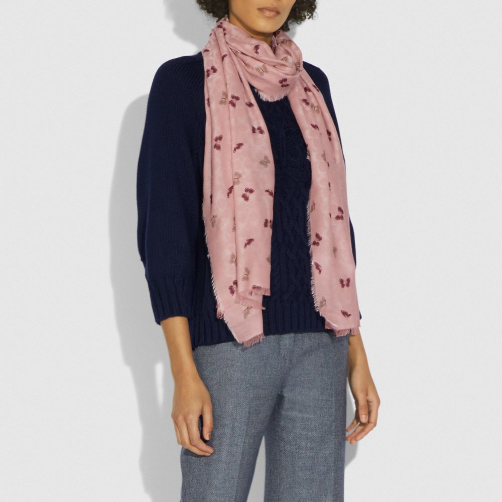 COACH®,Signature Butterfly Print Oblong Scarf,,Angle View