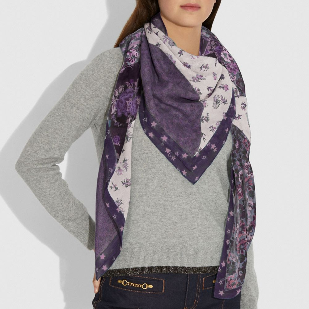 Glam Rock Patchwork Oversized Square Scarf