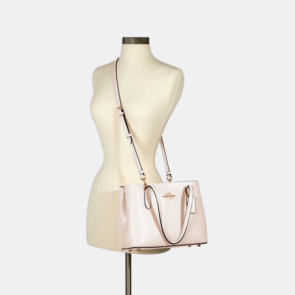 COACH®,MINI AVENUE CARRYALL,Leather,Medium,Gold/Chalk Light Saddle,Alternate View