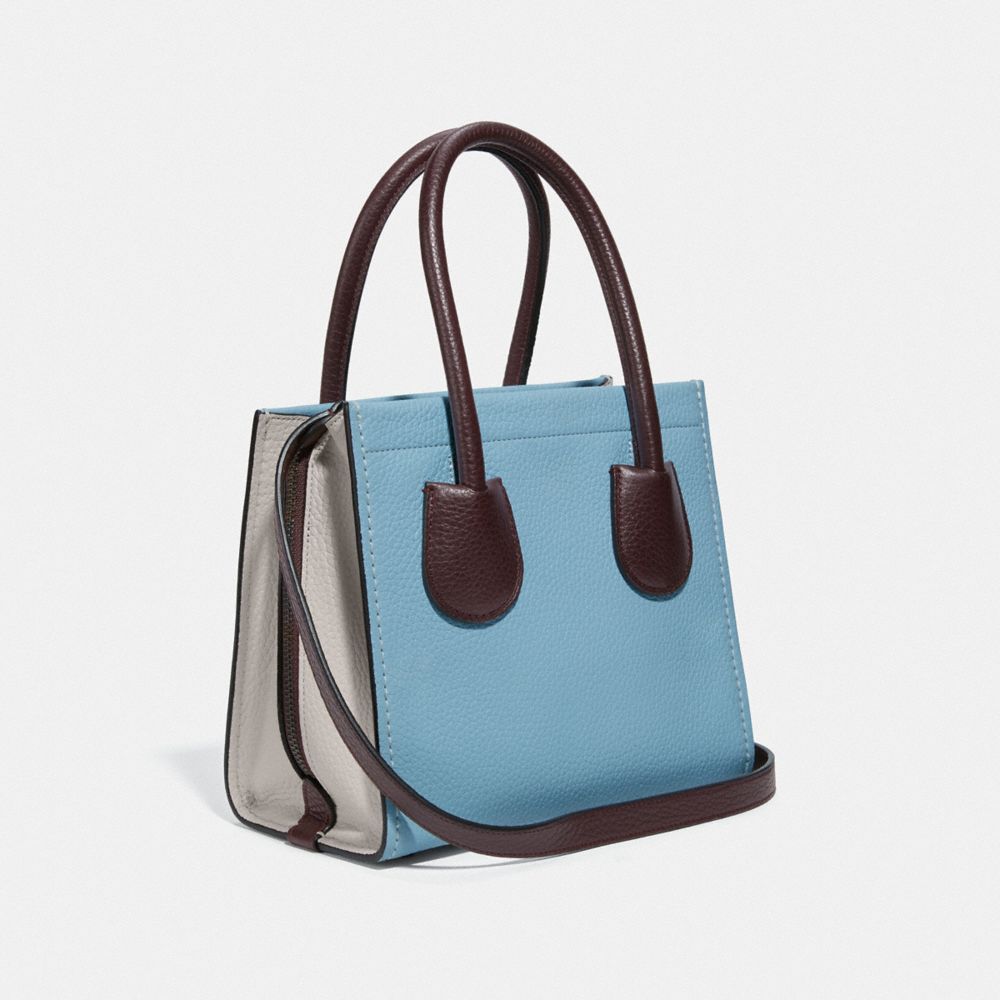 COACH®,CASHIN CARRY TOTE 22 IN COLORBLOCK,Leather,Medium,Pewter/Waterfall Multi,Angle View