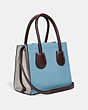 COACH®,CASHIN CARRY TOTE 22 IN COLORBLOCK,Leather,Medium,Pewter/Waterfall Multi,Angle View