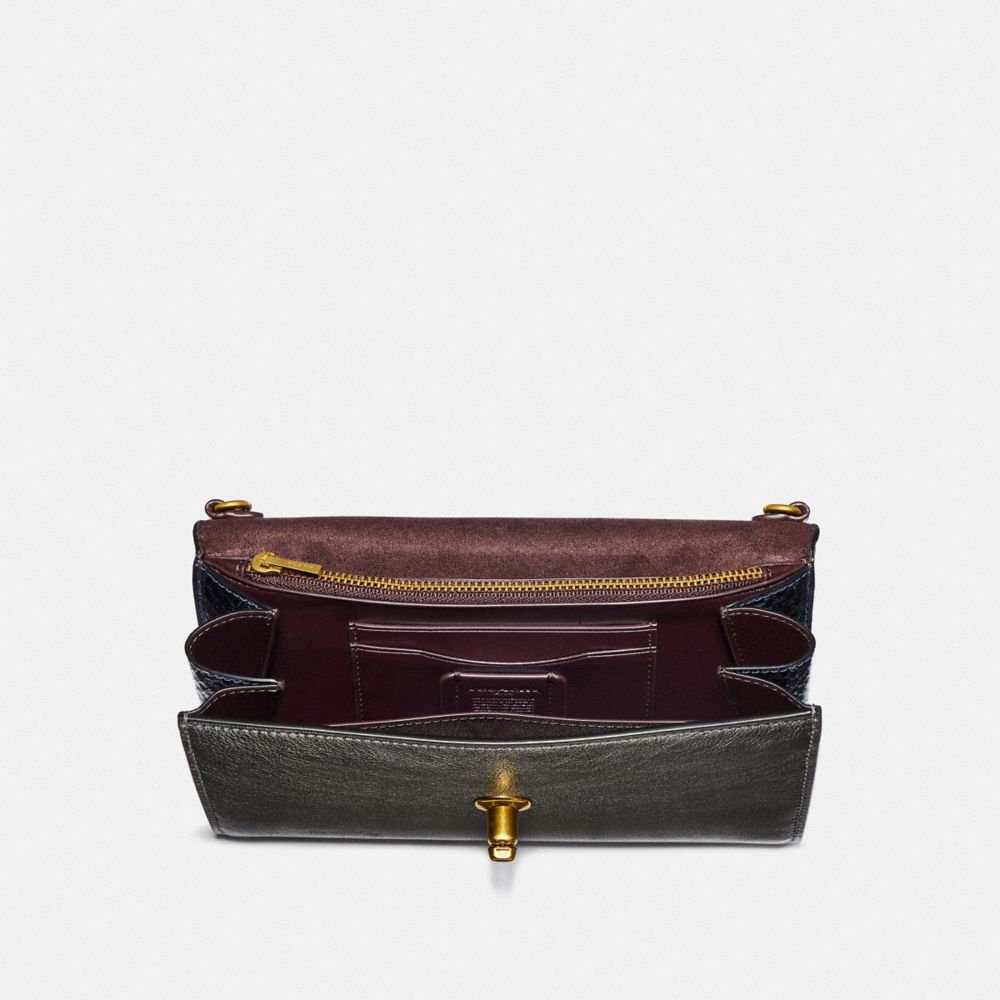 COACH®,Marlow Turnlock Chain Crossbody With Snakeskin Detail,,Inside View,Top View