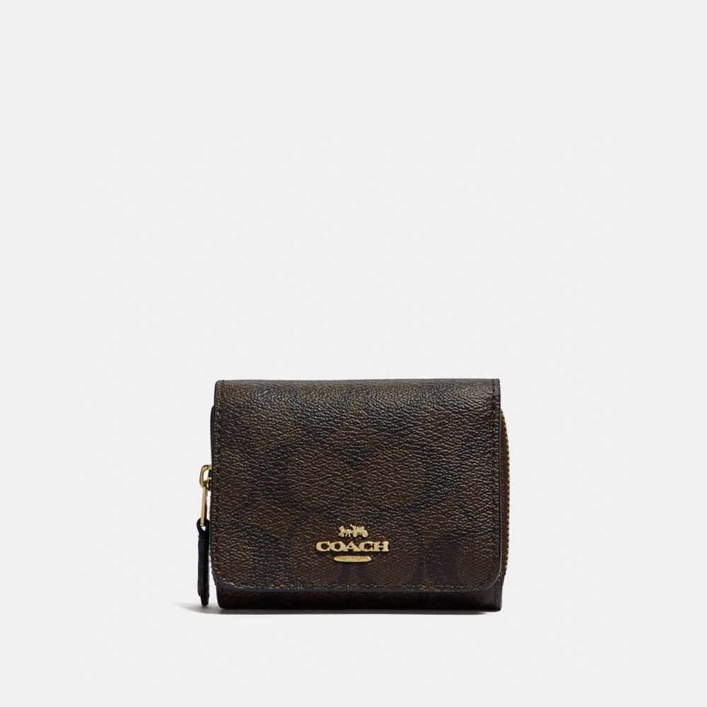 COACH® Outlet  Small Trifold Wallet In Signature Canvas