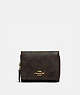 COACH®,SMALL TRIFOLD WALLET IN SIGNATURE CANVAS,pvc,Gold/Brown Black,Front View