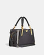COACH®,DREAMER 21 WITH WHIPSTITCH BUTTERFLY,Leather,Small,Brass/Black Multi,Angle View