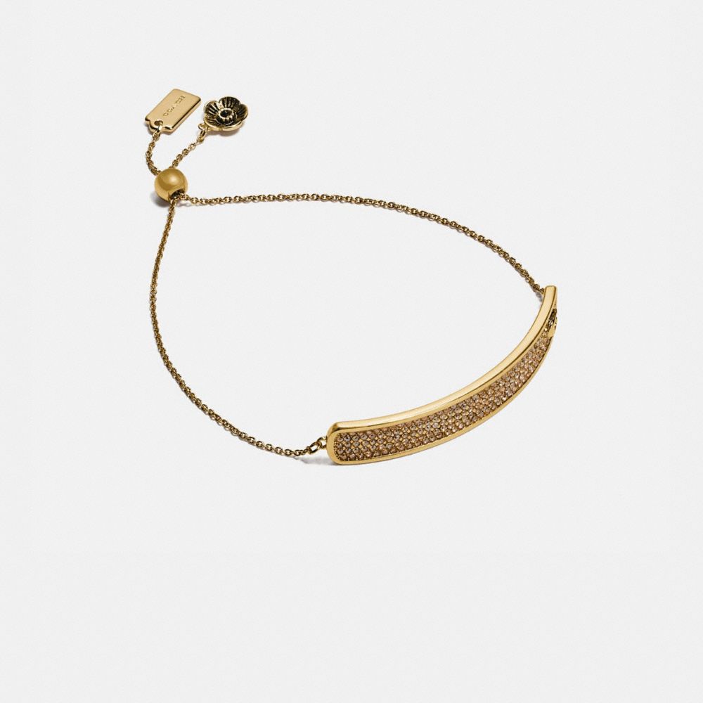 COACH®,BRACELET RÉGLABLE AVEC PAVÉ,Laiton plaqué,Or/Or,Front View