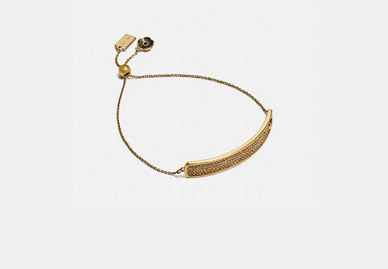 COACH®,PAVE SLIDER BRACELET,Plated Brass,Gold/Gold,Front View