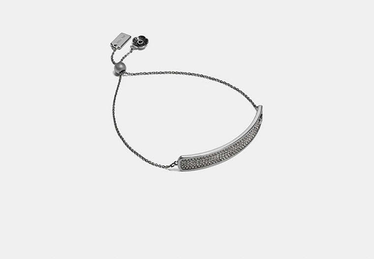 COACH®,PAVE SLIDER BRACELET,Plated Brass,Silver/Silver,Front View