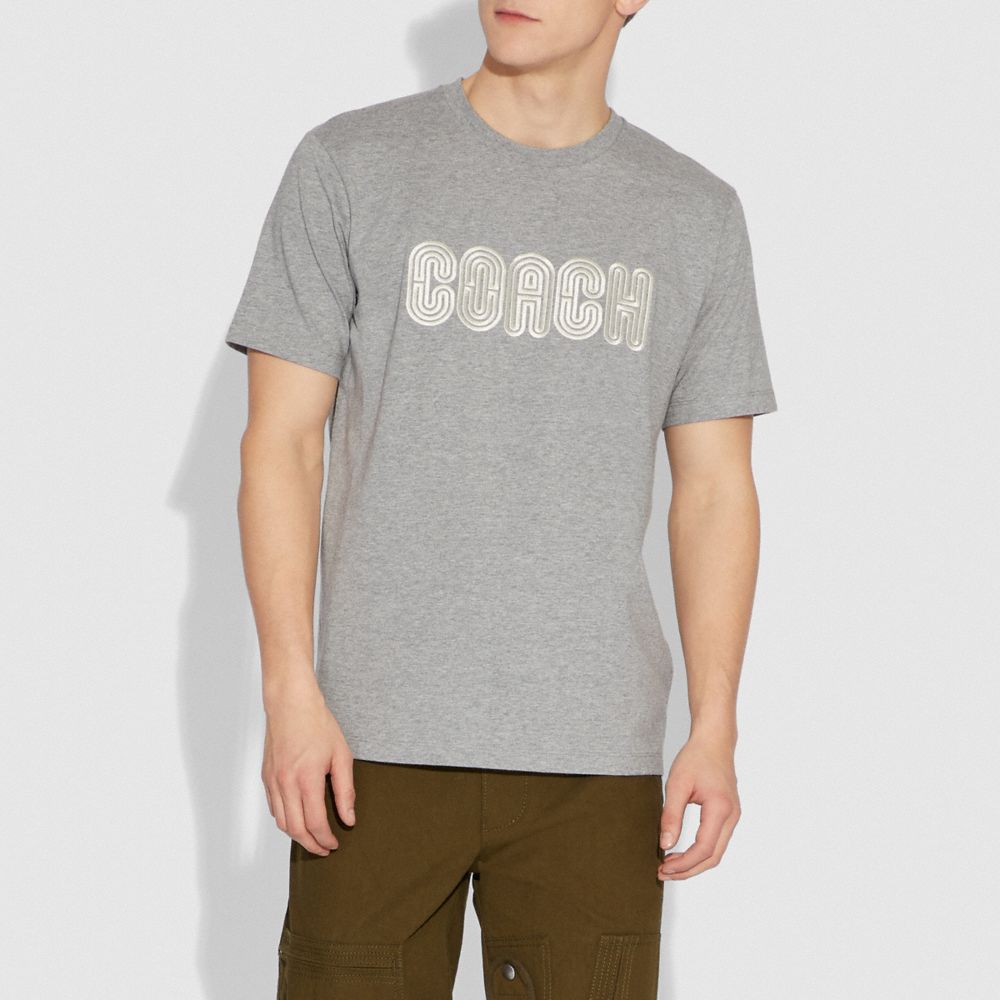 Embroidered Coach Print T Shirt