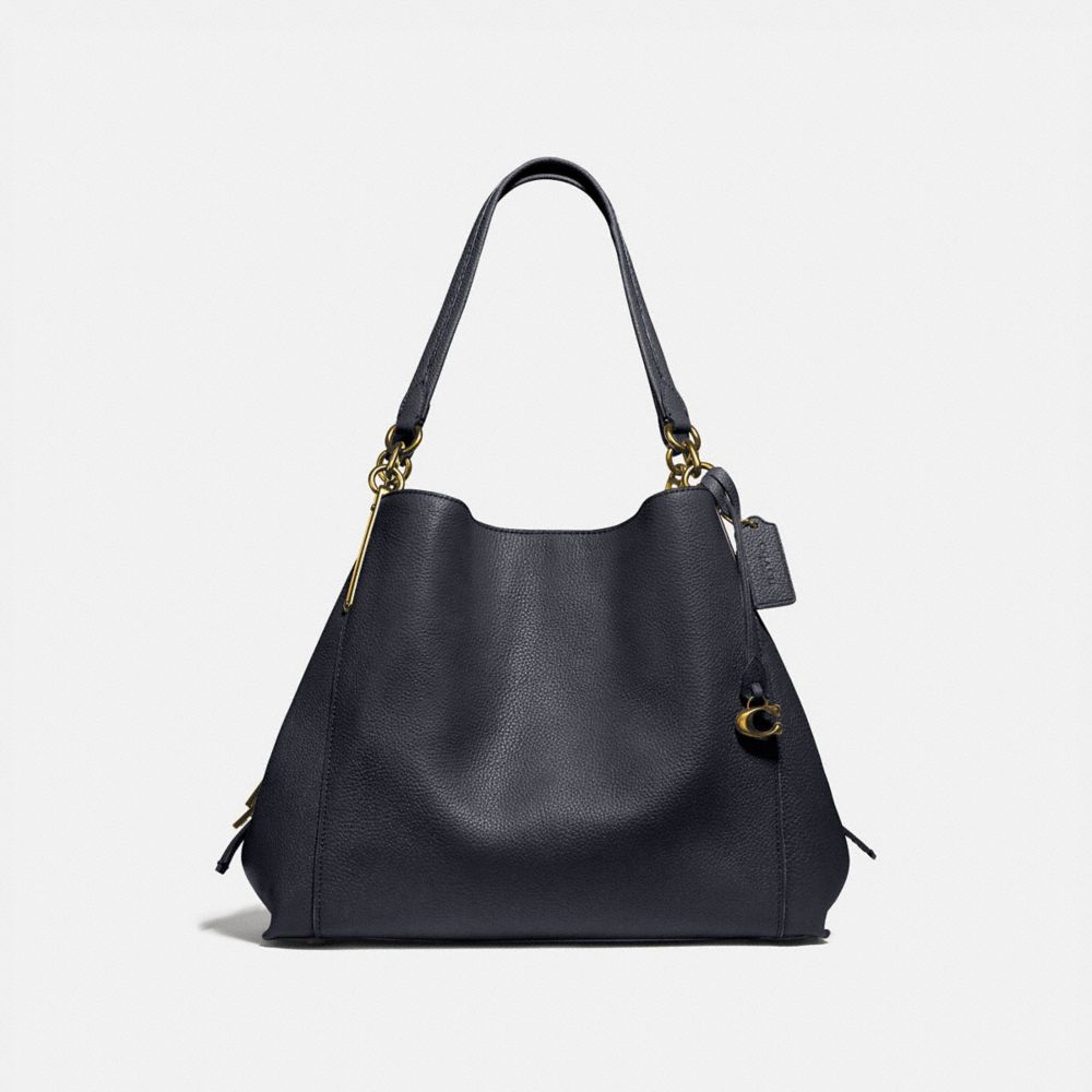 COACH®,DALTON 31,Pebbled Leather,Large,Gold/Midnight Navy,Front View