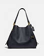 COACH®,DALTON 31,Pebbled Leather,Large,Gold/Midnight Navy,Front View