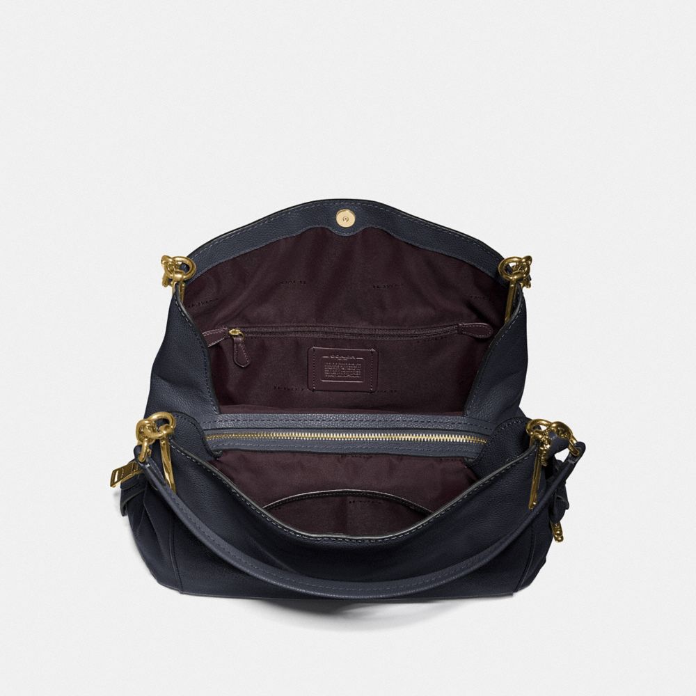 COACH®,DALTON 31,Pebbled Leather,Large,Gold/Midnight Navy,Inside View,Top View