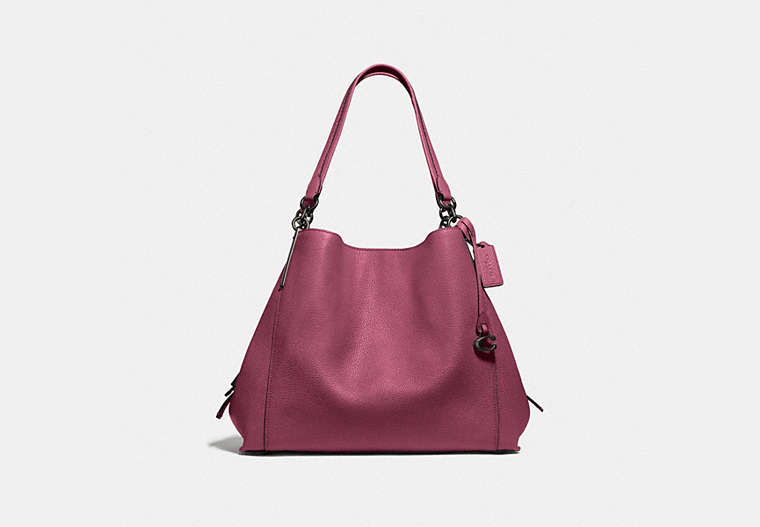 COACH®,DALTON 31,Pebbled Leather,Large,Pewter/Dusty Pink,Front View